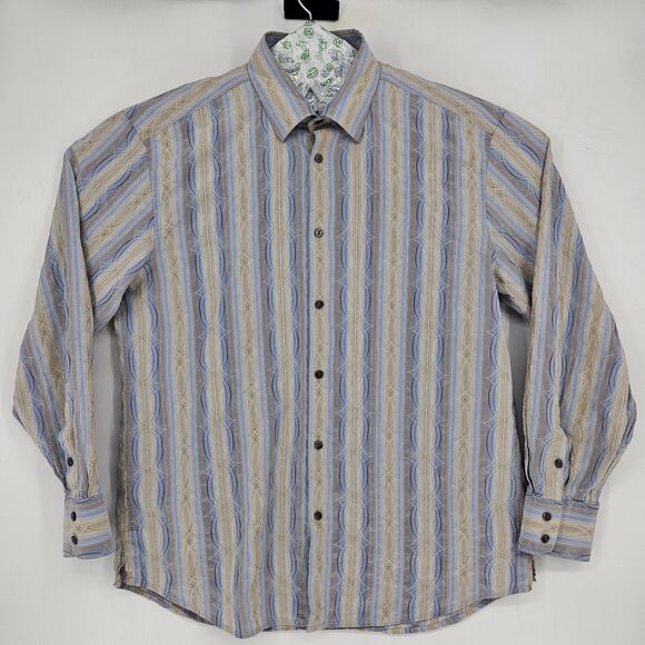 Jhane Barnes Shirt Mens XL Button Up Cotton Silk Abstract Long Sleeve Preppy - Picture 1 of 11